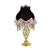 Haki Yeşil Kadife Kaplı Vintage Abajur Gold Kaplama Metal Ayak 3 Diğer