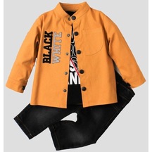 Erkek Bebek Ceketli Takım Kot Pantolon Sweatshirt Spor Ceket Üçlü Takım Pamuklu-bordo