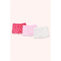 Panço Kız Çocuk Kiraz Desenli Pembe 3'lü Boxer Seti