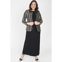 Ladies First Ladıes Fırst Büyük Beden 3153 Siyah Ceket+Elbise Ikili Takım