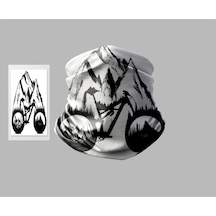 Buffalo Bisiklet Tasarımlı Motorcu Buff Maske Outdoor Boyunluk Unisex Bandana Siyah