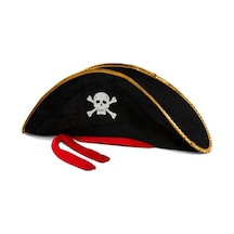 Herşeytrend Yetişkin Boy Kadife Jack Sparrow Denizci Kaptan Jack Korsan Şapkası 50x20 Cm