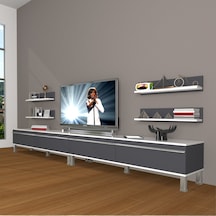 Decoraktiv Eko 360r Mdf Krom Ayaklı Tv Ünitesi Tv Sehpası Beyaz - Siyah