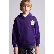 Defacto Nba Los Angeles Lakers Bisiklet Yaka İçi Yumuşak Tüylü Kalın Sweatshirt Kumaşı Basic Sweatshirt Erkek Çocuk I2238a826wnpr368 Mor-pr368
