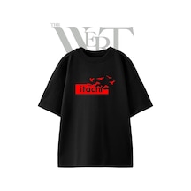 Thewert Itachi Crow Tasarım Baskılı Ünisex Siyah Oversize T-shirt