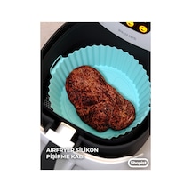 Turkuaz Airfryer Silikon Pişirme Kabı 20x5 Cm Bpa Içermez Airfryer Pişirme Kağıdı Aksesuar Kalıbı Turkuaz