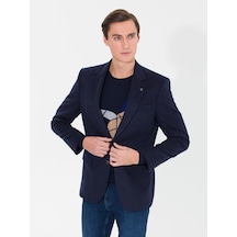 Cacharel Lacivert Slim Fit Kaşmir Ceket