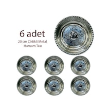 6 Adet 20 Cm Çirtikli Metal Hamam Tası Gümüş