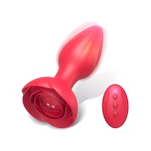 Carmine Wireless Kumandalı Gül Model Giyilebilir Titreşimli Anal Plug Vibratör Siyah