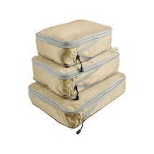 Suntek Sıkıştırma Ambalaj Küp Fermuar Bavul 3-parça Bej