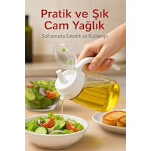 660 Ml Şeffaf Cam Yağdanlık Zeytinyağı, Sirke, Nar Ekşisi İçin İdeal Beyaz Diğer