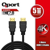 Qport Q-HDMI52  Altın Uçlu 5 Metre 4K HDMI2.0 Kablo