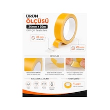 24 Mm X 20 M Opp Çift Taraflı Bant Güçlü Yapışkanlı Şeffaf Montaj Ve Hobi Bandı