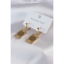 Ezoconcept 316l Çelik Gold Renk Lotus İşleme Kadın Küpe