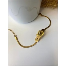 Çelik İtalyan Zinciri Ezme Kemer Bileklik Gold - Çelik