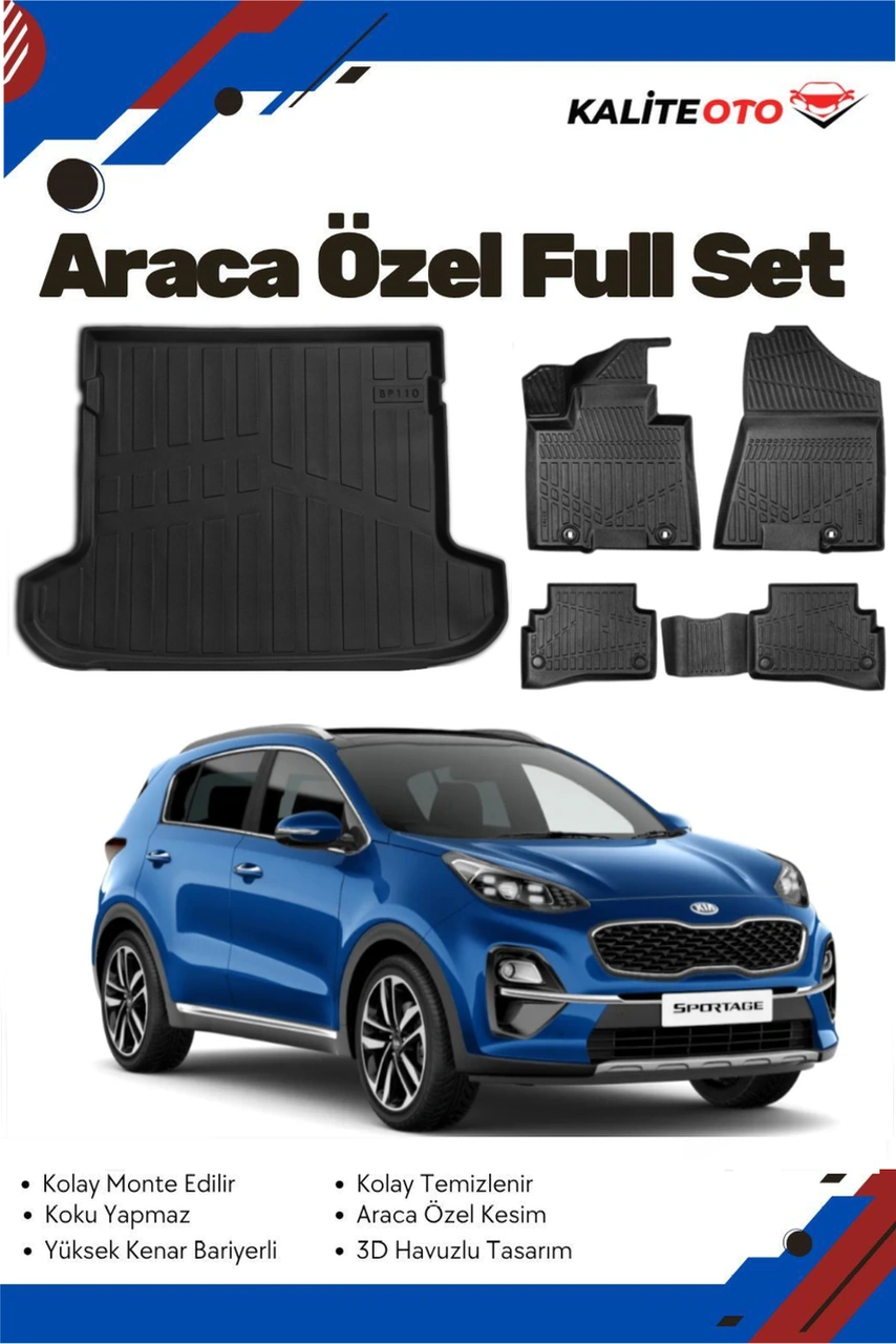 Kia Sportage 2017 Model Yumuşak Paspas+bagaj Havuzu Seti