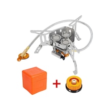 Outdoor 3 Gözlü Kamp Ocağı Taşınabilir Ocak + Dönüşüm Aparatı Gümüş