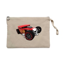 HOT WHEELS Skull Car Krem Clutch Astarlı Cüzdan / El Çantası Krem
