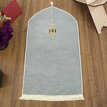 Mahya Desenli Lüks Astarlı Biyeli Şönil Seccade Gri 66x125cm 565 Gr Çok Renkli