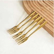 Besthome1 13 Cm Altın Kaplama Çelik Salata Çatalı Seti, 5 Adet, Hafif Ve Dayanıklı Altın