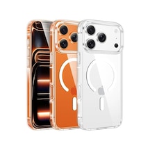 Ayrex Pro Max İle Uyumlu Crystal Clear Mika Mag-safe Emici Şeffaf Kılıf Şeffaf Mika Sararmaz 17 Pro Max Diğer