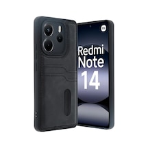 Uryport Xiaomi Redmi Note 14 4g Kılıf Sara Kartvizitli Deri Kılıf - Siyah