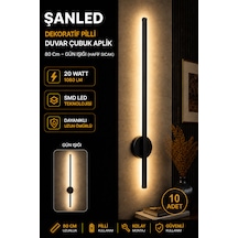 Dekoratif 20w İç Mekan Siyah Kasa Gün Işığı Rengi 80 Cm Duvar Aplik Pilli 10 Adet
