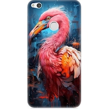 Huawei P9 Lite 2017 Uyumlu Pembe Albatros Kuş Desenli Silikon Kılıf