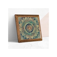 Pinecone Mandala Taş Duvar Tablosu - Ahşap Çerçeveli Taş Tablo - 25x25 Cm - Dekoratif Duvar Sanatı - Modern Ev Ve Ofis Duvar Dekoru W1-231