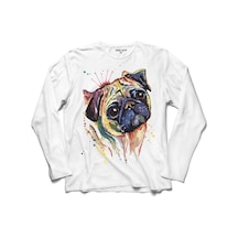 Pug Mops Dog Köpek Kafa Uzun Kollu Tişört (518440367)