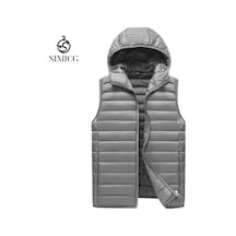 Erkekler İçin Kaz Tüyü Dolgulu Pamuklu Yelek, Sonbahar Ve Kış İç Yelek, Kolsuz Pamuklu Ceket, Ceket Gri