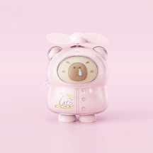 Aurora Karikatür Sevimli El Tipi Mini Fan Usb Şarjocuk Taşını Bilir Fan Pembe Kapibara