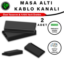 2 Adet Masa Altı Kablo Kanalı - Güçlü 3m Bantlı Yatay Kablo Düzenleyici Ve Gizleme Kanalı 15 Cm - Siyah
