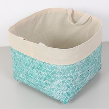 Humi 42x42x33 Cm Doğal Bambu Xl Sepet Mavi