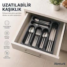Uzayabilen Ayarlanabilir Pratik Çekmece İçi Kaşıklık-çatal Kaşık Bıçak Düzenleyici Siyah
