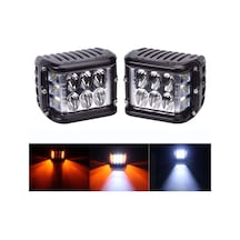 6 Led 18W Delici Yayıcı Çakarlı Off Road Farı Lambası(Metal Gövde