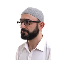 Gri Kışlık Çapraz Desenli Dokuma Takke Gri