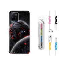 Vivo V21E Kılıf Kablo Koruyuculu Dark World 1867
