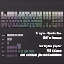 Contourline - Gradient Keycaps 130 Tuş İki Renkli Tam Set Çatlak Işıklı Tuş Takımı