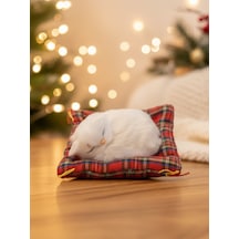 Peluş Yavru Kedi Oyuncak Minder Üstünde Uyuyan Kedi Küçük Boy 10 X 11