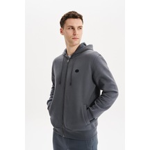 AR-MA Arma Erkek Sweatshirt Büyük Beden 3 İplik Kalın Kumaş Kapüşonlu Fermuarlı Cepli %70 Pamuk %30 Polyester K30324801502 Gri