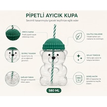 580 Ml Ayıcık Desenli Cam Bardak Pipetli Silikon Kapaklı Soğuk Kahve Bardağı Şeffaf Cam Kupa Sevimli Ayıcık Bardak Bubble Tea Smoothie Milkshake Meyve Suyu İçecek Bardağı Çocuk Ve Yetişkin çok renkli