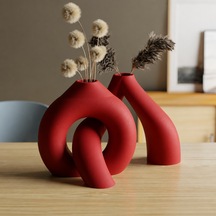 3d Baskı Interlocking Vazo - İç İçe Geçen Dekoratif Vazo-kırmızı Çok Renkli