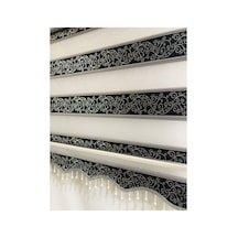 Gümüş Sim Detaylı Sarmaşık Desenli Boncuklu Zebra Stor Perde Siyah - 97209532 Siyah