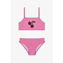 Penti Açık Pembe Kız Çocuk Cherry Halter Bikini Takımı