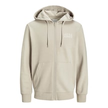 Jack & Jones Jjecorp Logo Sweat Zıp Hood Noos Bej Erkek Sweatshirt 12265177