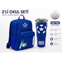 Coral High Futbol Desenli Lacivert Sırt Çantası 23697+çelik Termos 900 Ml 38721 Çok Renkli