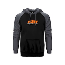 Ktm Ready To Race Text Gri Renk Reglan Kol Kapşonlu Sweatshirt Gri