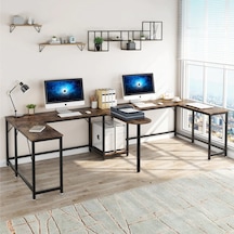 Zizuva Tasarım İki Kişilik Çalışma Masası Ceviz - Siyah