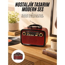 Nostalji Radyo Bluetooth Hoparlör Usb-sd Kart Giriş Led Fener Işıklı Bataryalı Pilli Yeni Nesil - Lisinya